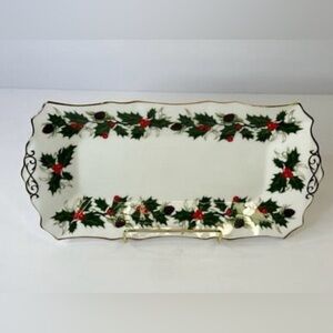 Vintage Royal Chelsea “Noel” Christmas Bone China Serving Tray Made in England